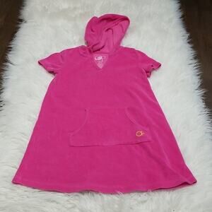 OP Girls Pink Hooded Terry Swim Coverup